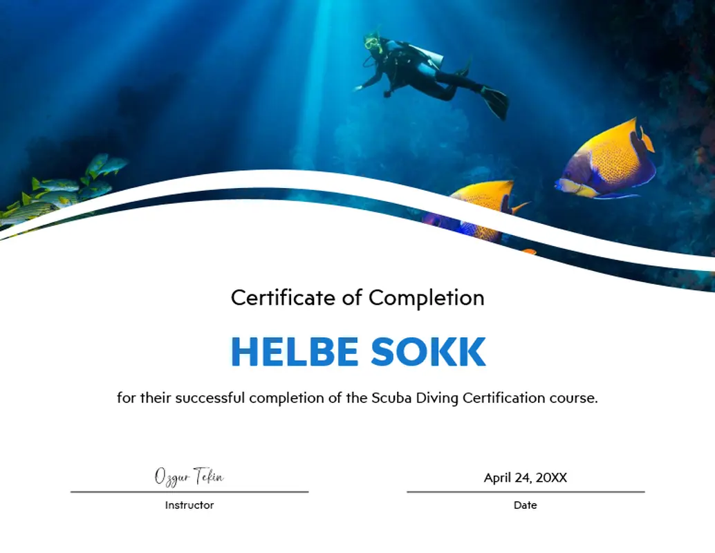 Completion of course certificate